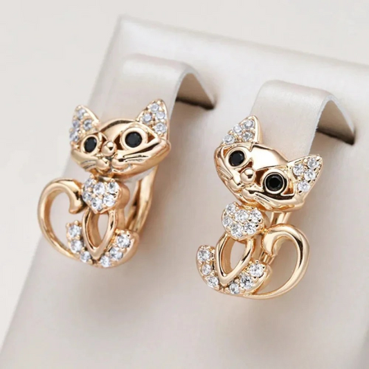 Pendientes de Gato de Circonita Chic
