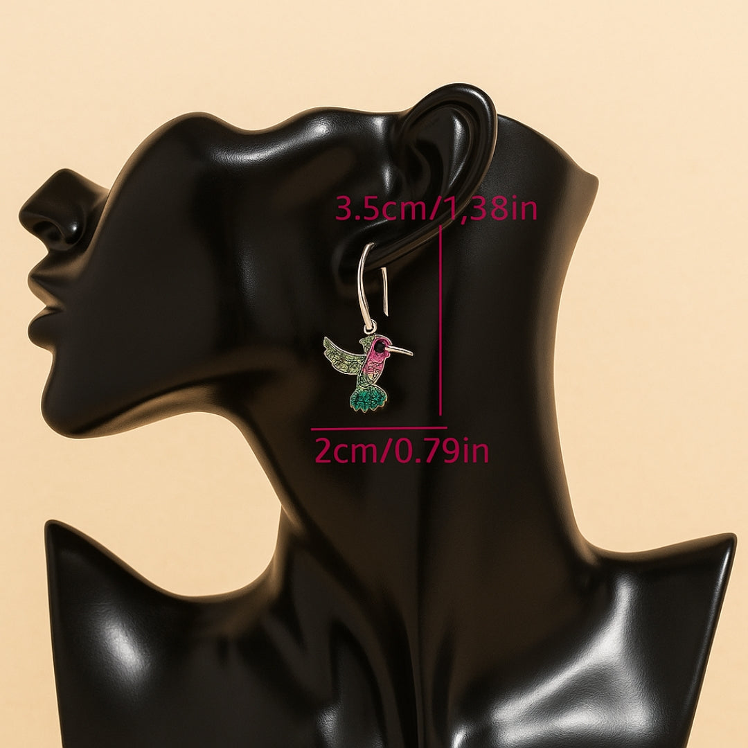 Pendientes Brillantes de Colibrí Colorido