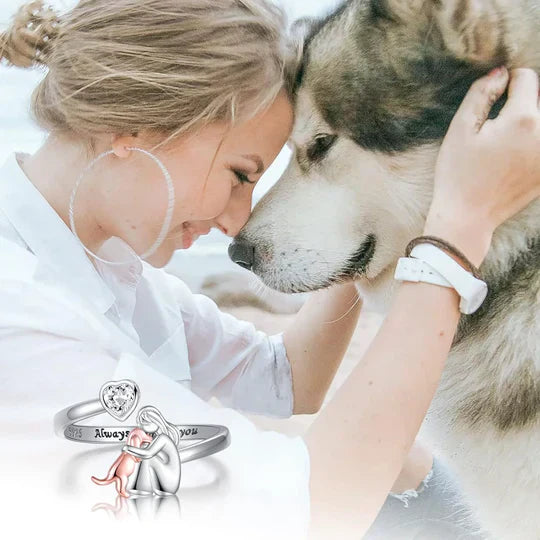 Mya™ ​​| Anillo ajustable de plata con forma de perro para mujer