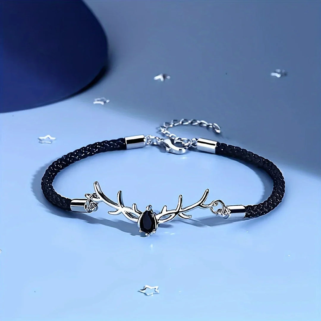 Pulsera Corazón de Cuerno de Ciervo con Zirconio