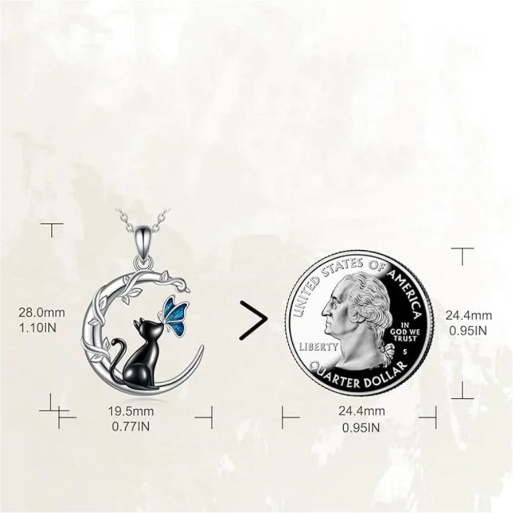 Collar de Colgante de Cristal de Mariposa Gato Lunar