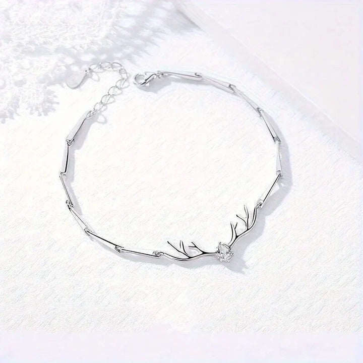 Pulsera Corazón de Cuerno de Ciervo con Zirconio
