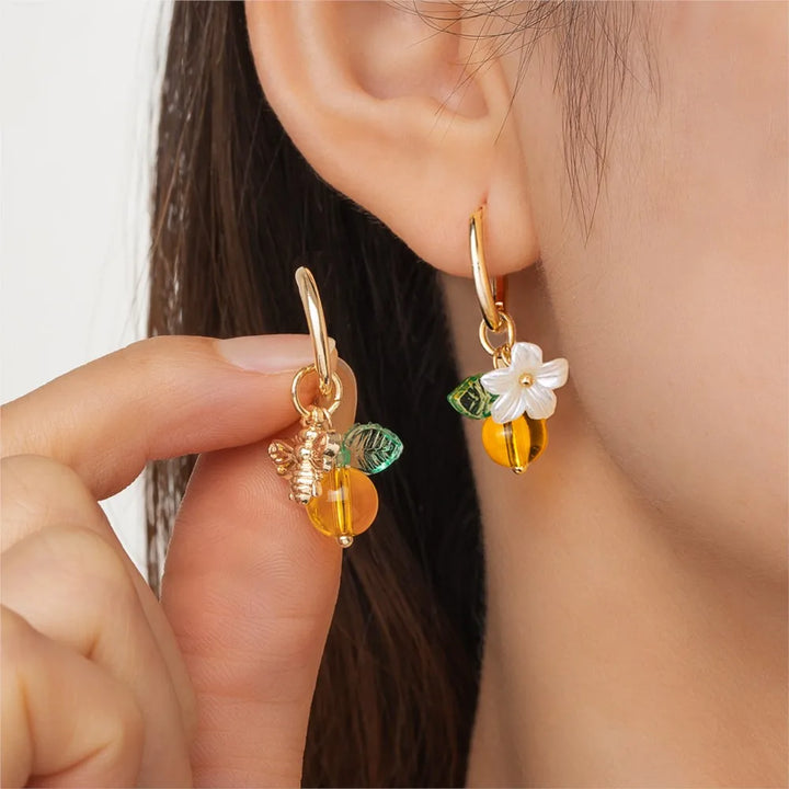 Pendientes de Aro con Flor de Naranjo