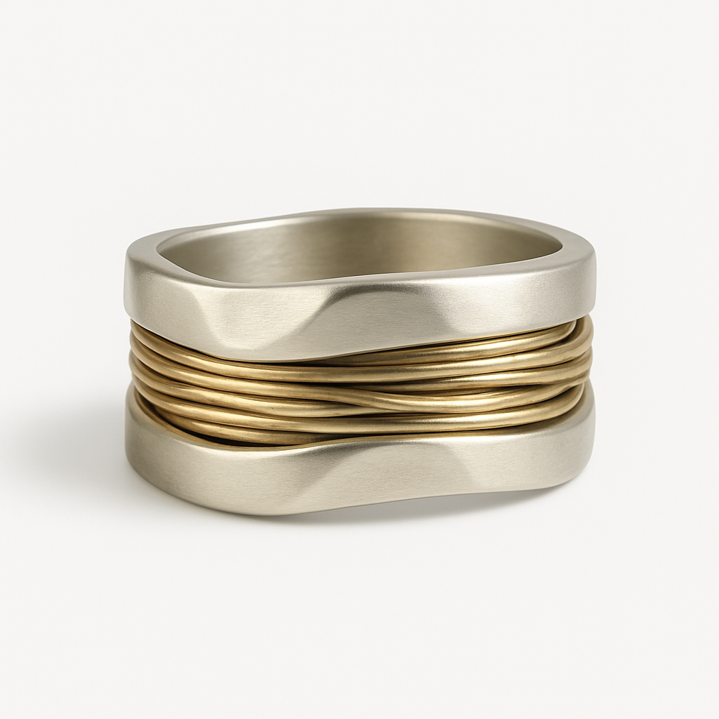 Sofia™ | Anillo de alambre de plata y oro para mujer 