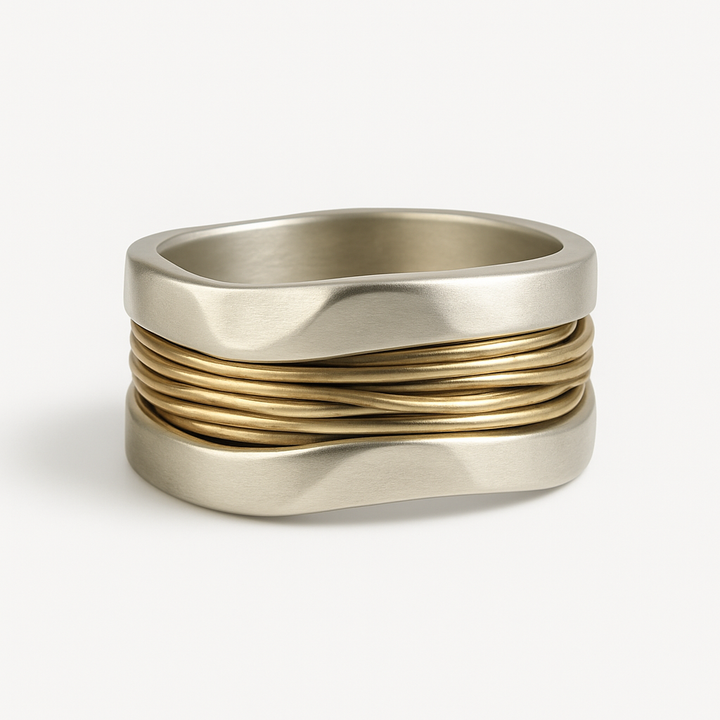 Sofia™ | Anillo de alambre de plata y oro para mujer 