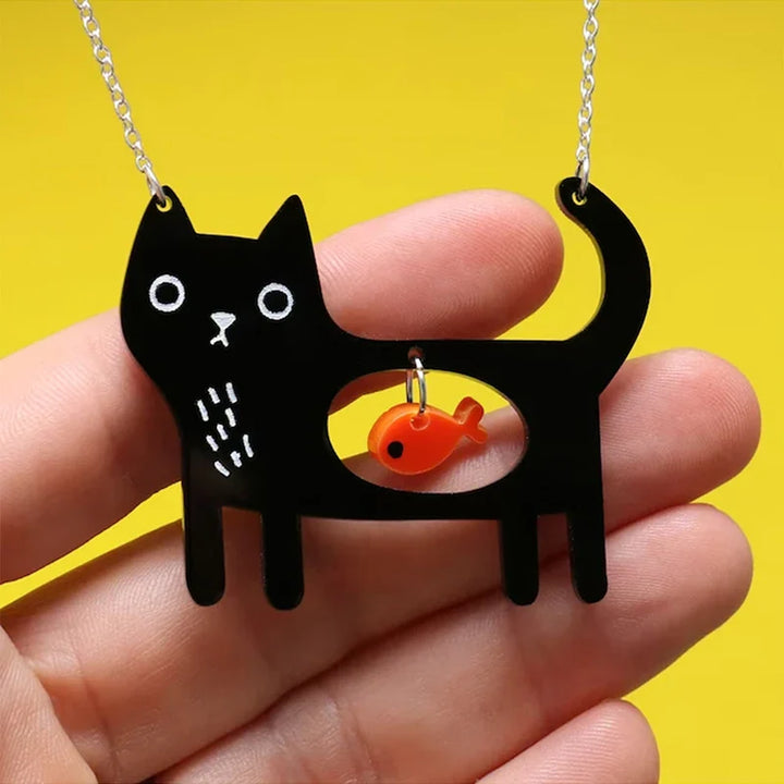 Collar de Péndulo Acrílico de Gato y Pez Juguetón