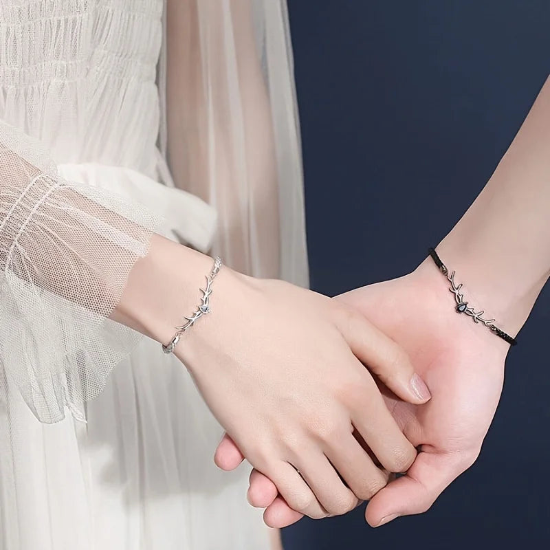 Pulsera Corazón de Cuerno de Ciervo con Zirconio