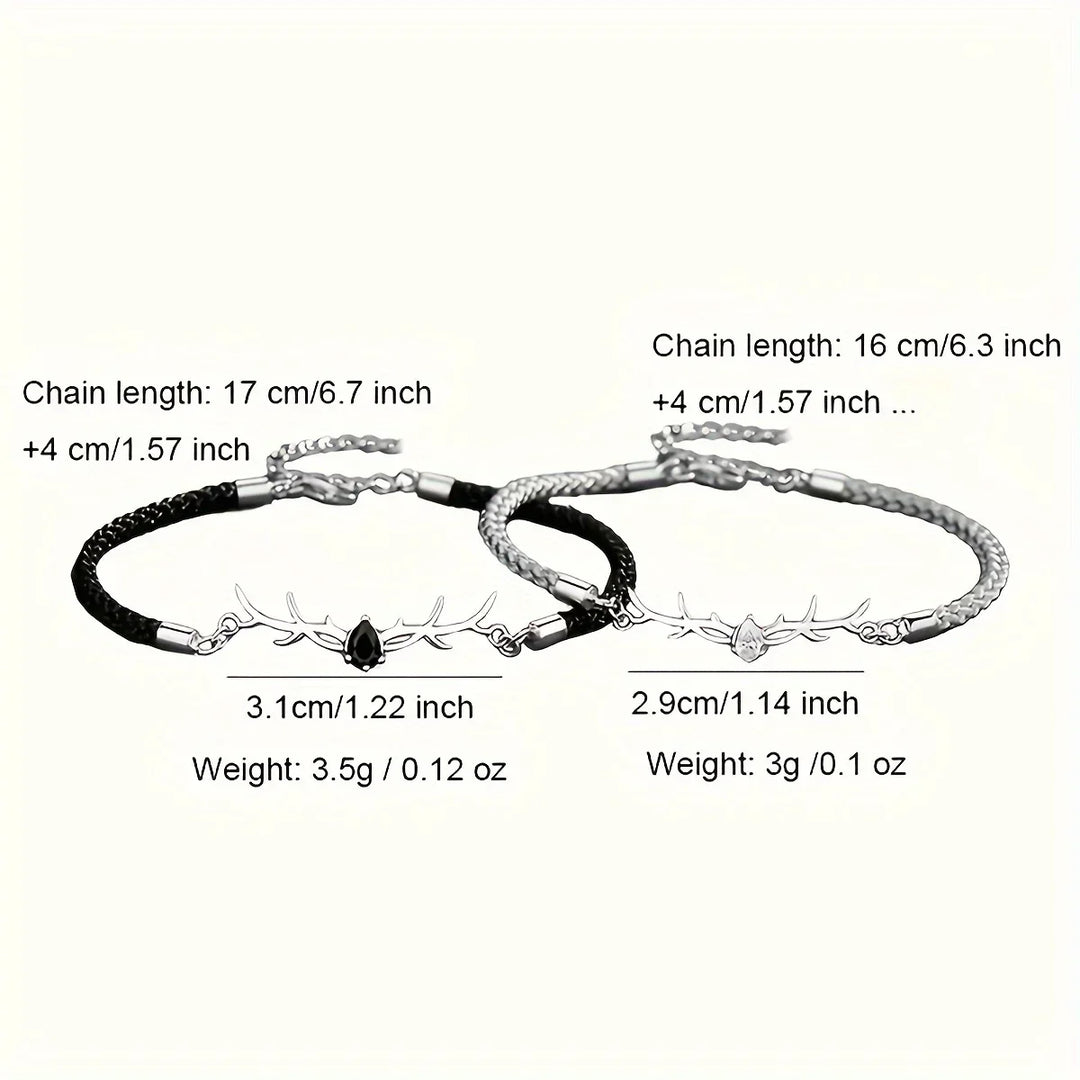 Pulsera Corazón de Cuerno de Ciervo con Zirconio