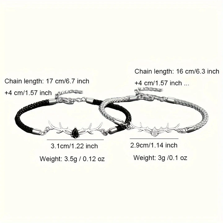 Pulsera Corazón de Cuerno de Ciervo con Zirconio