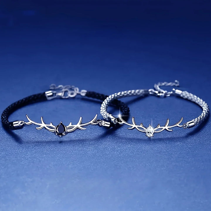 Pulsera Corazón de Cuerno de Ciervo con Zirconio