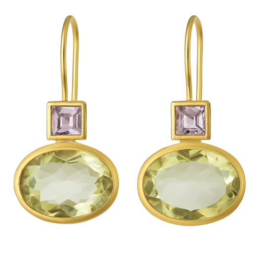 Pendientes de Cristal Verde Retro