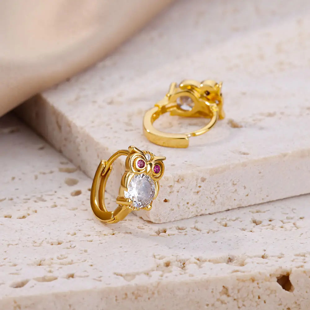 Pendientes de Aro con Animales de Cristal