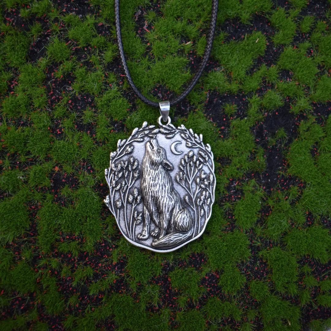 Colgante de Lobo Lunar Collar de Animal Espiritual