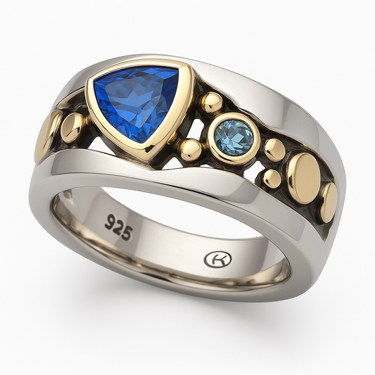 Elli™ - Anillo vintage de cristal azul 