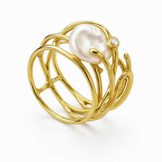 Lunara™ | Anillo delicado vintage de oro y perla para mujer