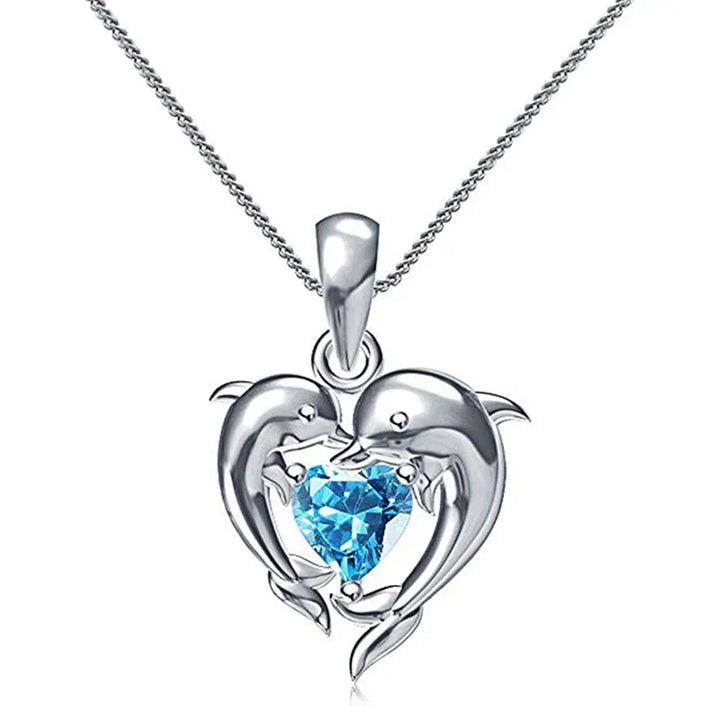 Collar de Corazón Azul Amor Delfín