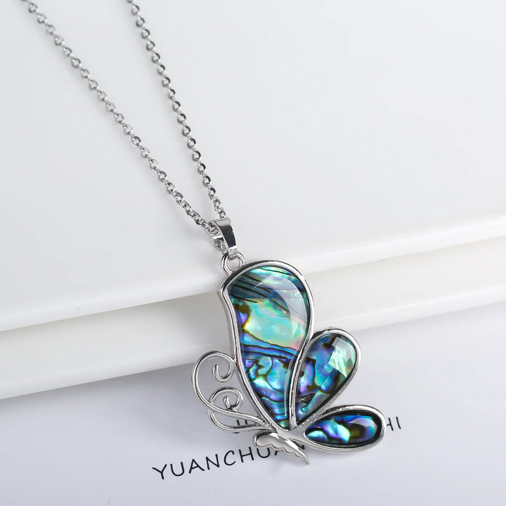 Collar de Colgante de Mariposa de Concha Natural