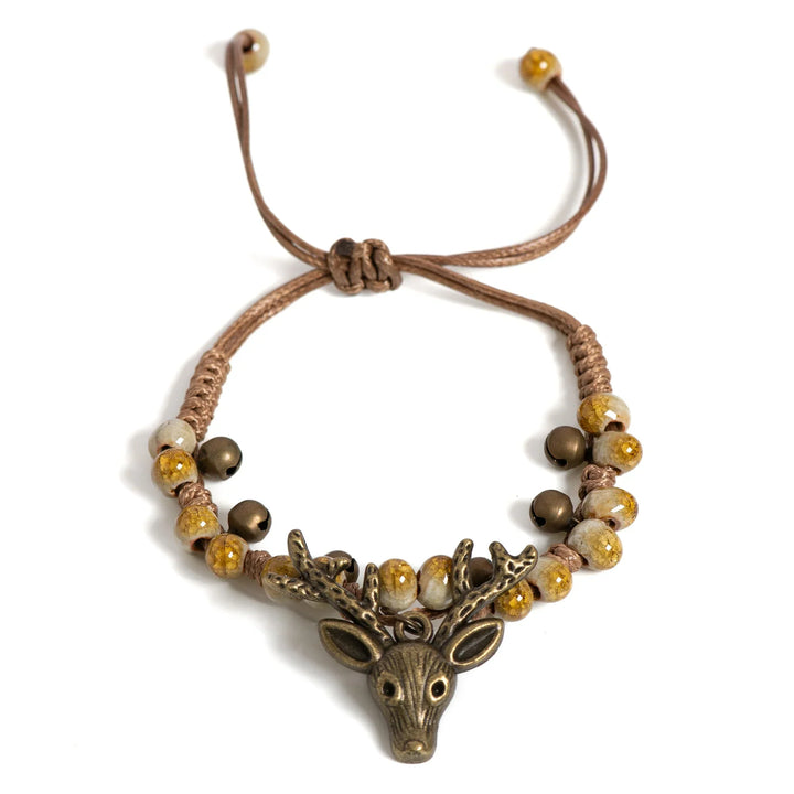 Pulsera de Encanto de Ciervo en Cerámica Hecha a Mano