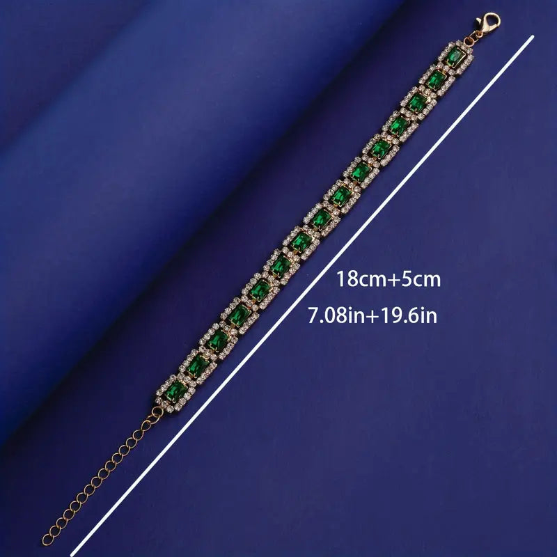 Pulsera llamativa verde esmeralda | Oro