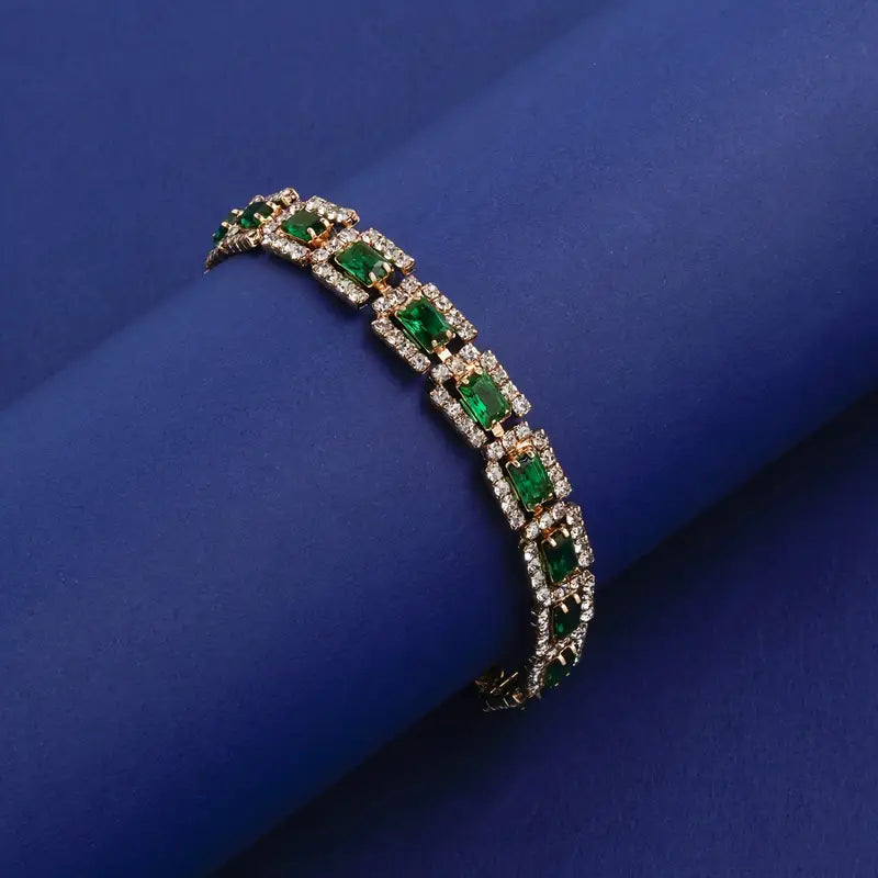 Pulsera llamativa verde esmeralda | Oro