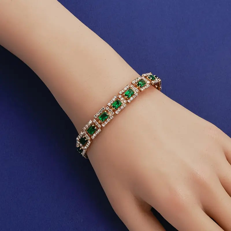 Pulsera llamativa verde esmeralda | Oro