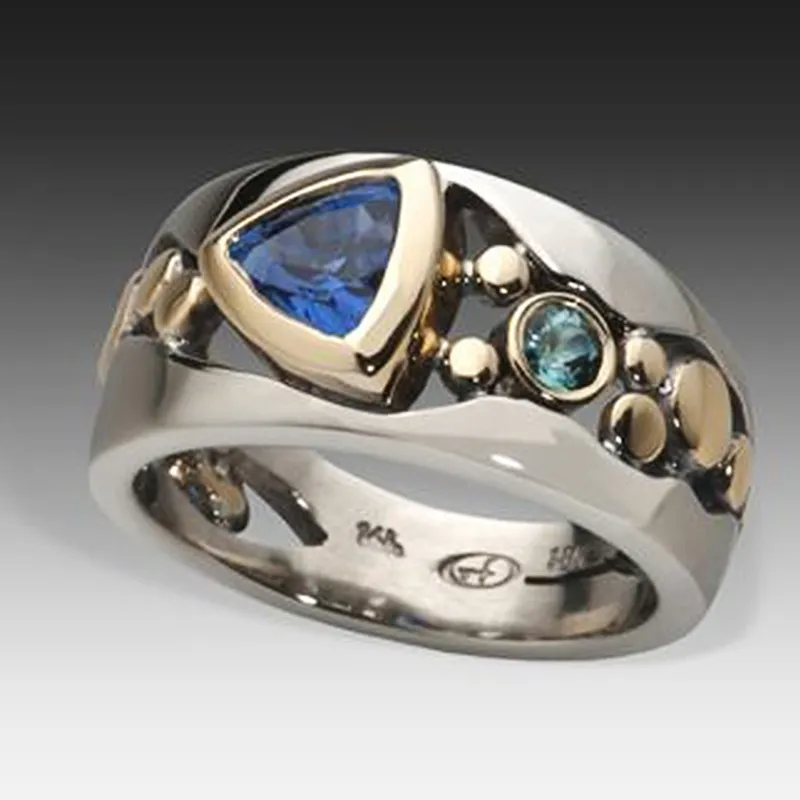 Elli™ - Anillo vintage de cristal azul 