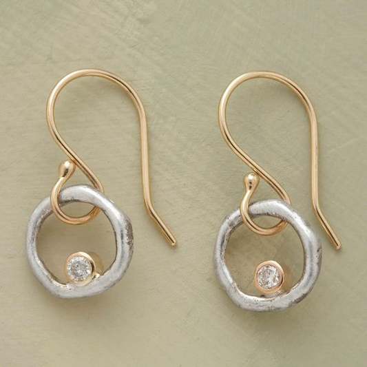 Pendientes Vintage de Oro y Plata con Circonitas